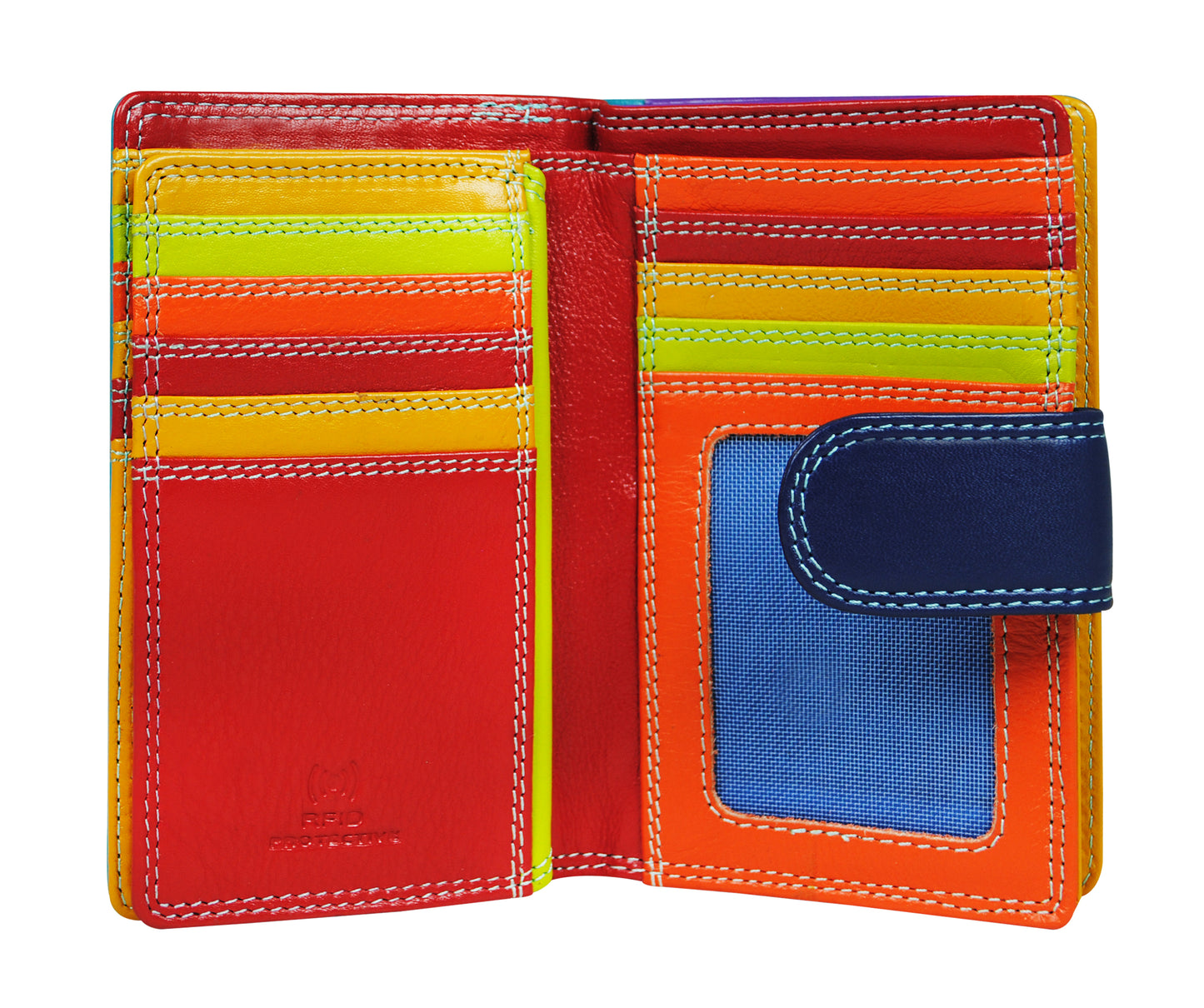 Calfnero Genuine Leather Women's Wallet (6080-Green-Multi)