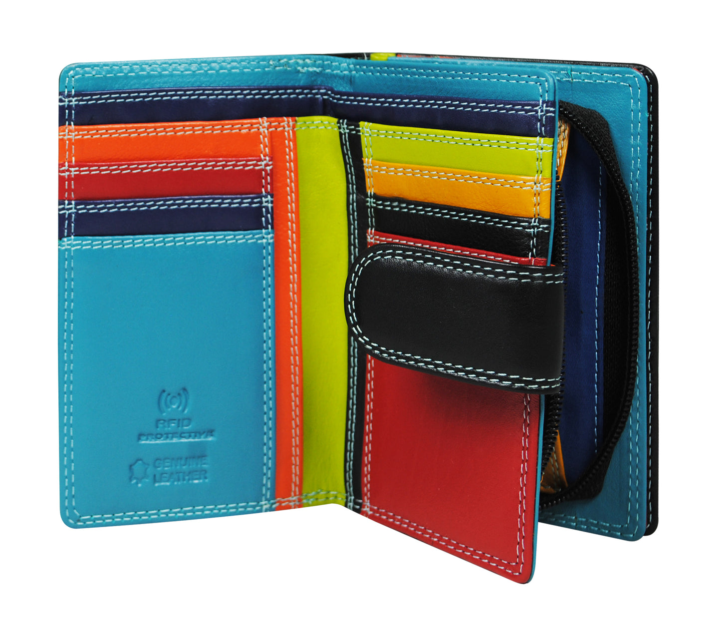Calfnero Genuine Leather Women's Wallet (6081-Black-Multi)