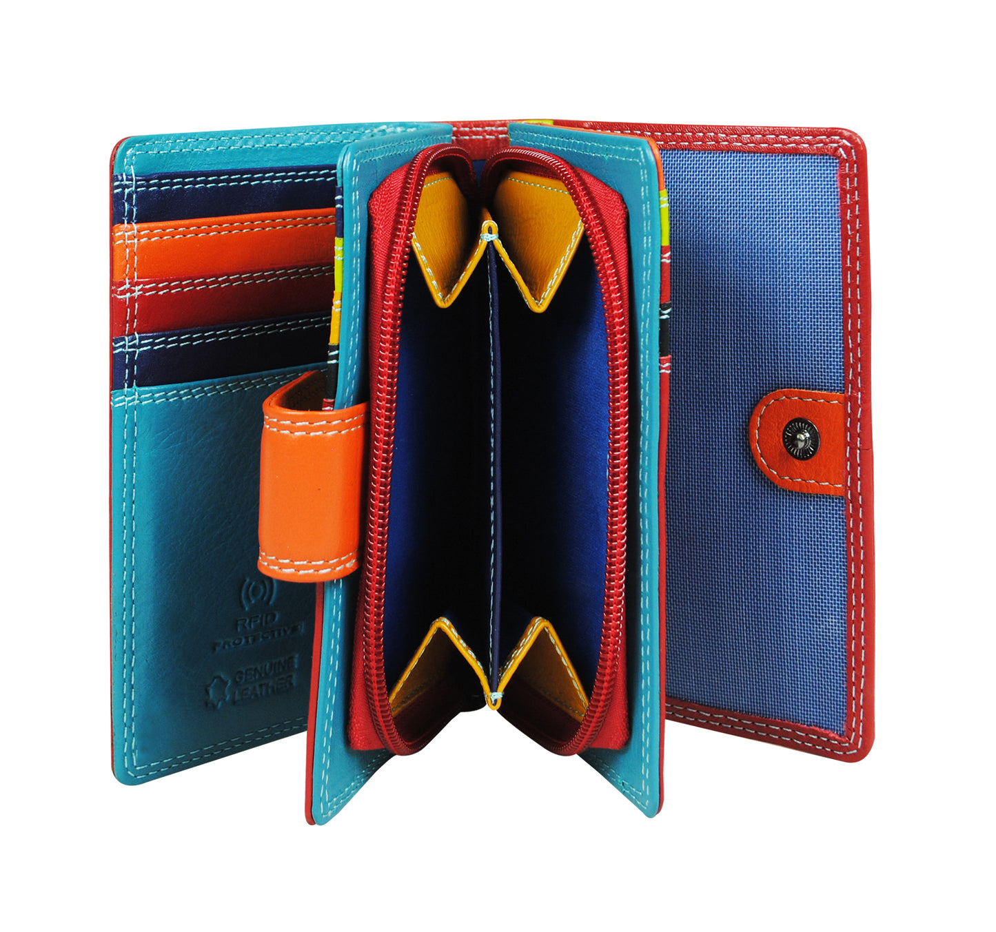 Calfnero Genuine Leather Women's Wallet (6081-Red-Multi)