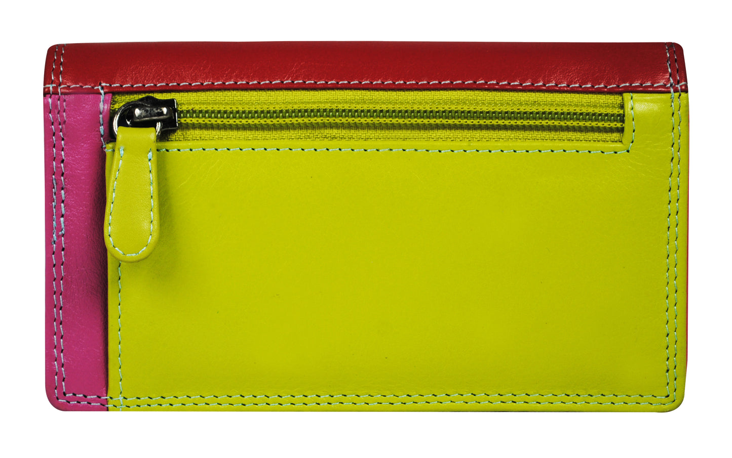 Calfnero Genuine Leather Women's Wallet (6083-Red-Lime)