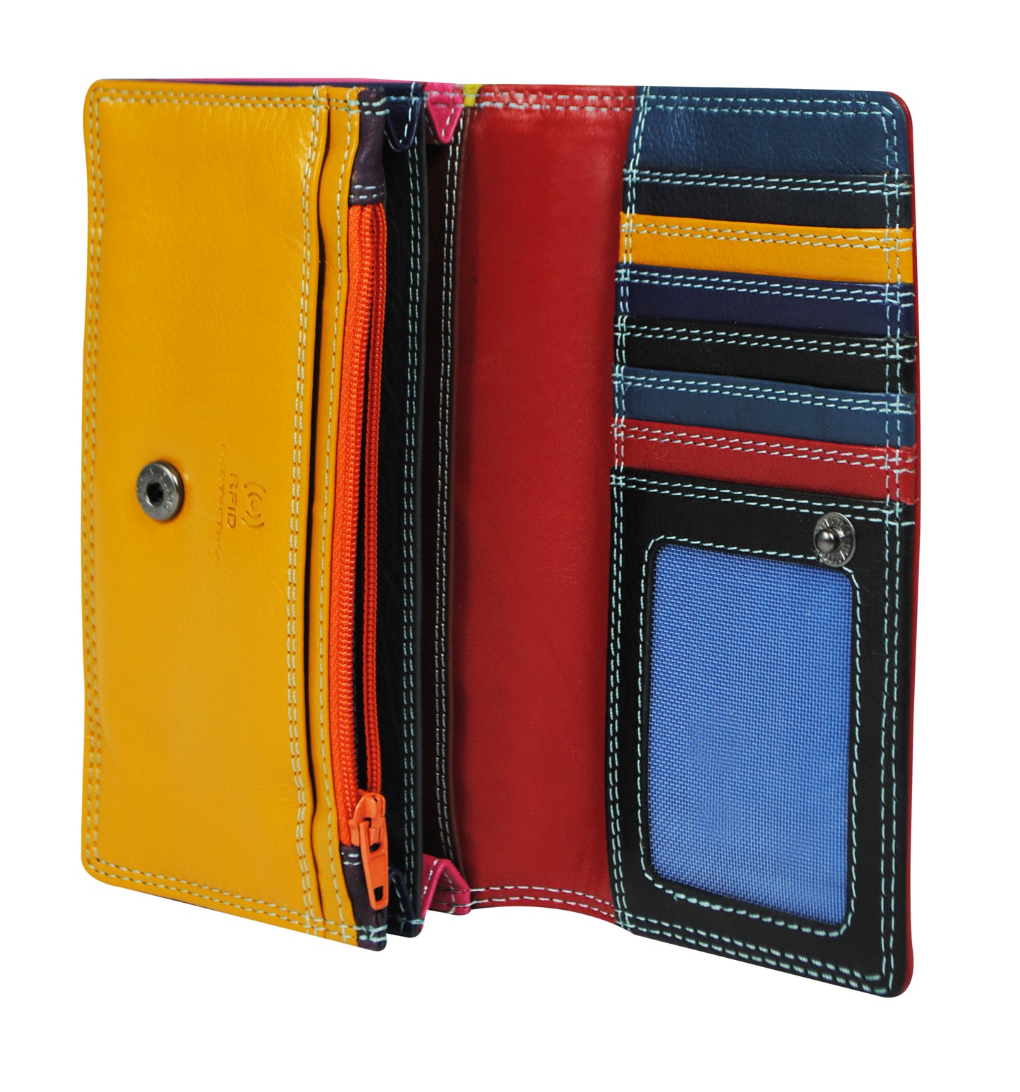 Calfnero Genuine Leather Women's Wallet (6083-Red-Lime)