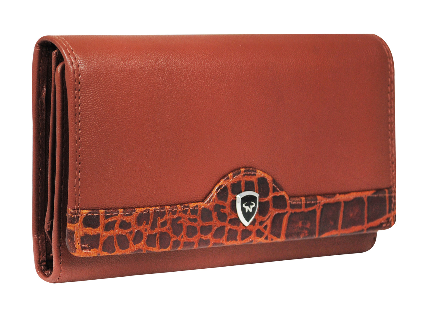 Calfnero Genuine Leather Women's Wallet (6593-Cognac)