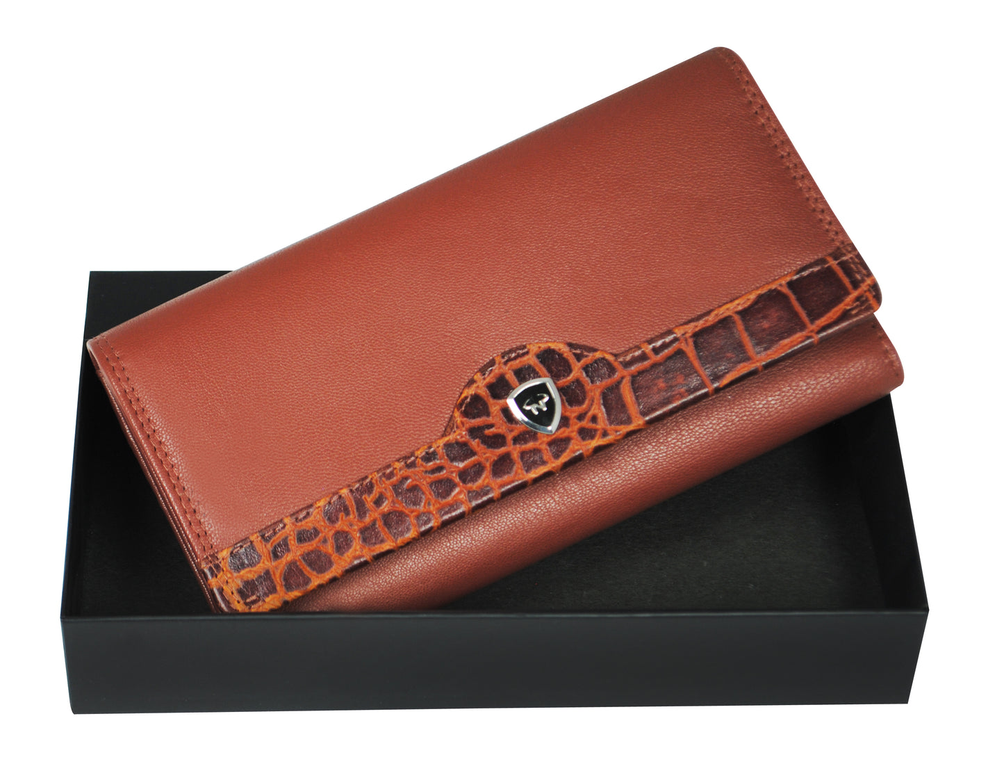 Calfnero Genuine Leather Women's Wallet (6593-Cognac)