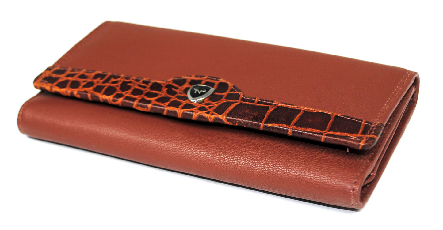 Calfnero Genuine Leather Women's Wallet (6593-Cognac)