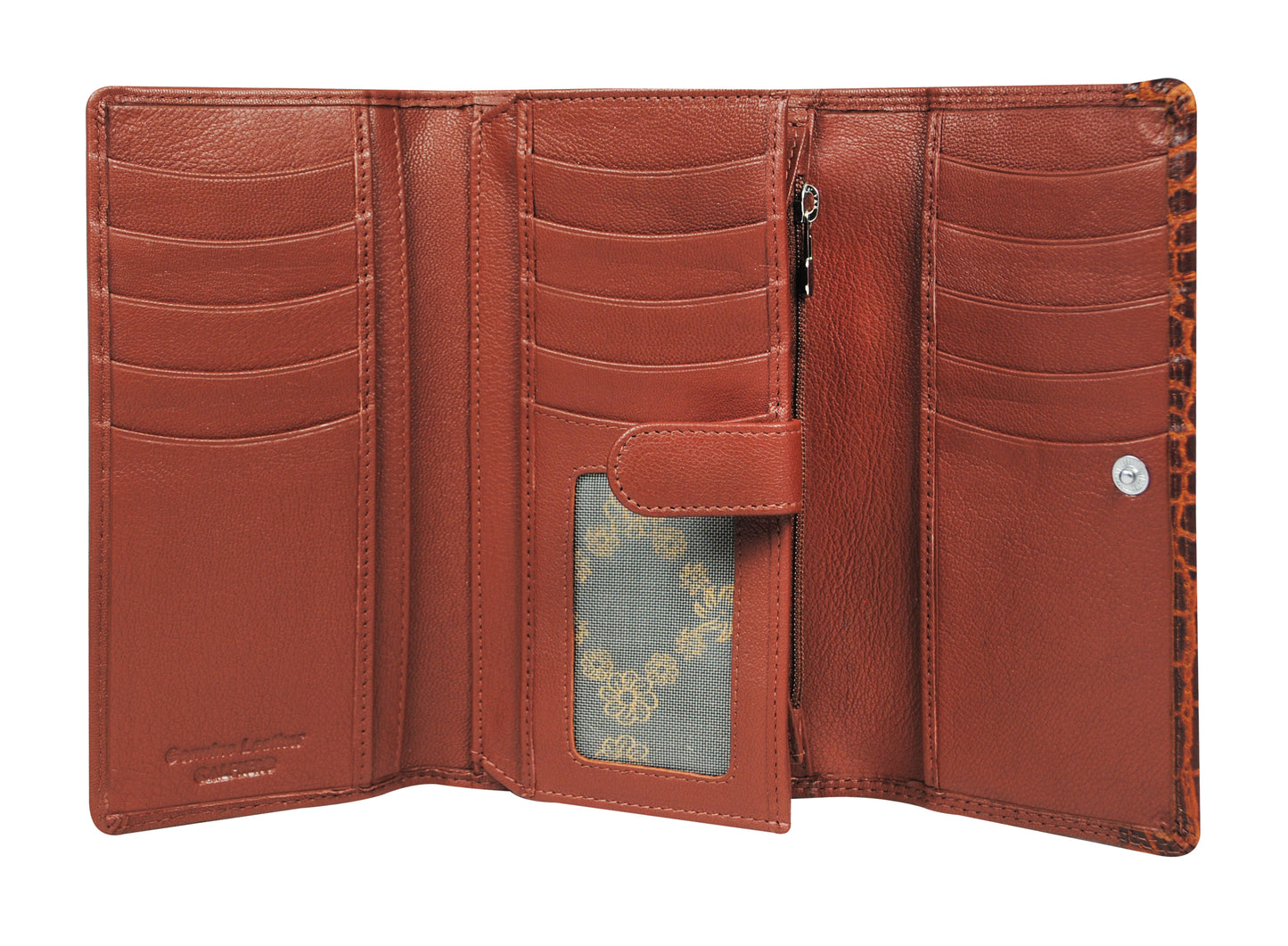 Calfnero Genuine Leather Women's Wallet (6593-Cognac)