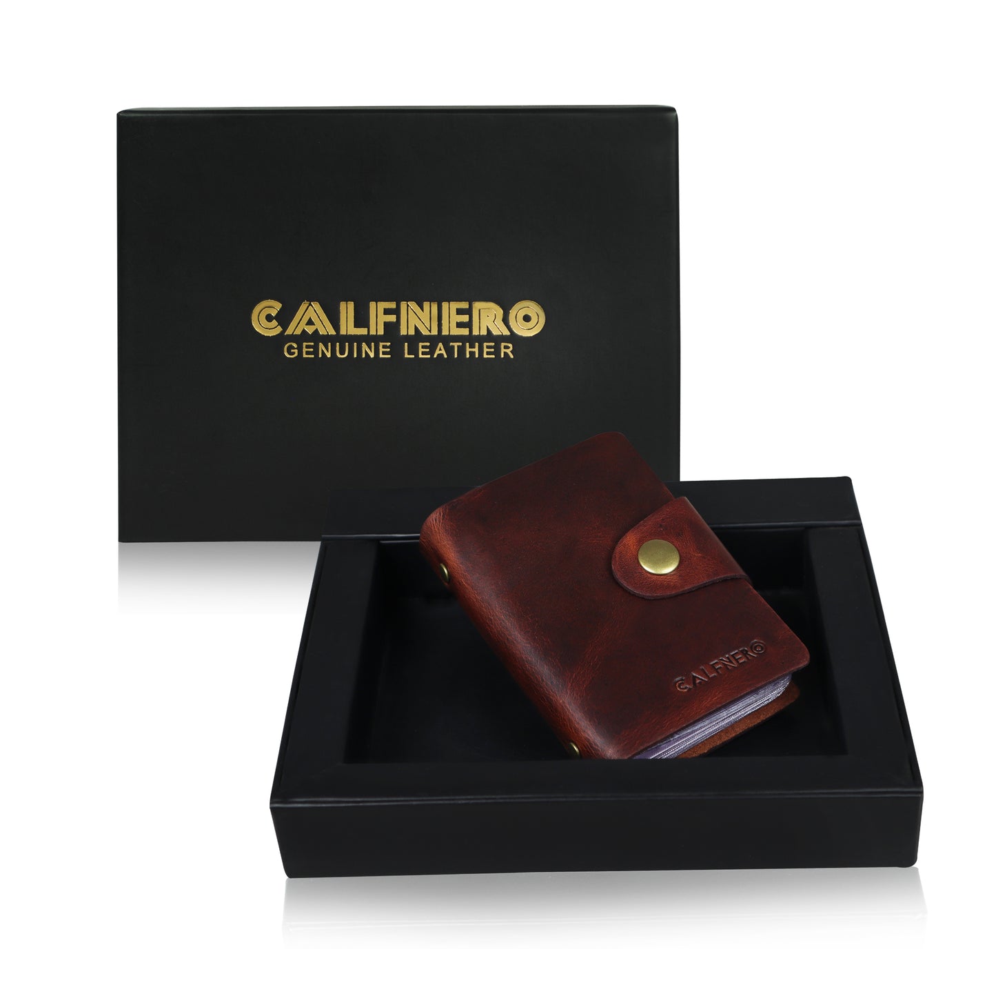 Calfnero Genuine Leather Card Case (70815-Dark-Brown)