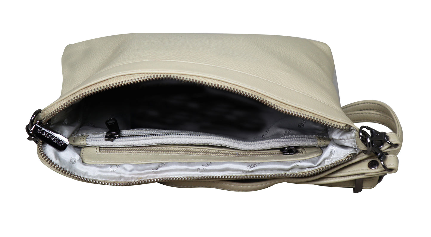 Calfnero Genuine Leather Women's Sling Bag (712660-Beige)