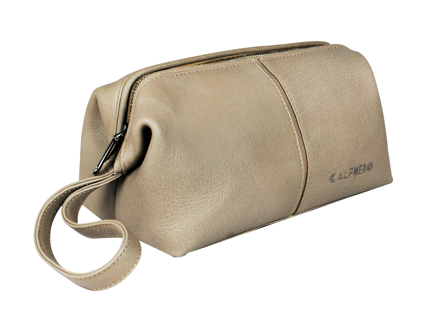 Calfnero Genuine Leather Toiletry Bag Shaving Kit Bag (7133-Beige)