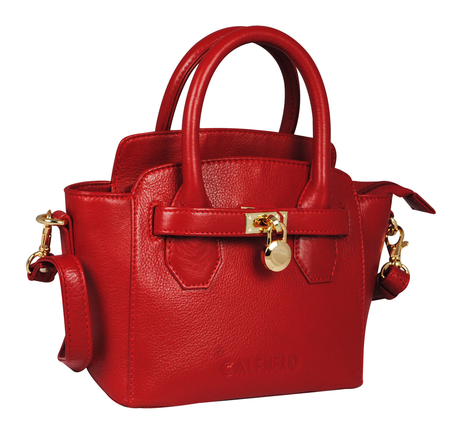 Calfnero Women's Genuine Leather Hand Bag (71330-Red)