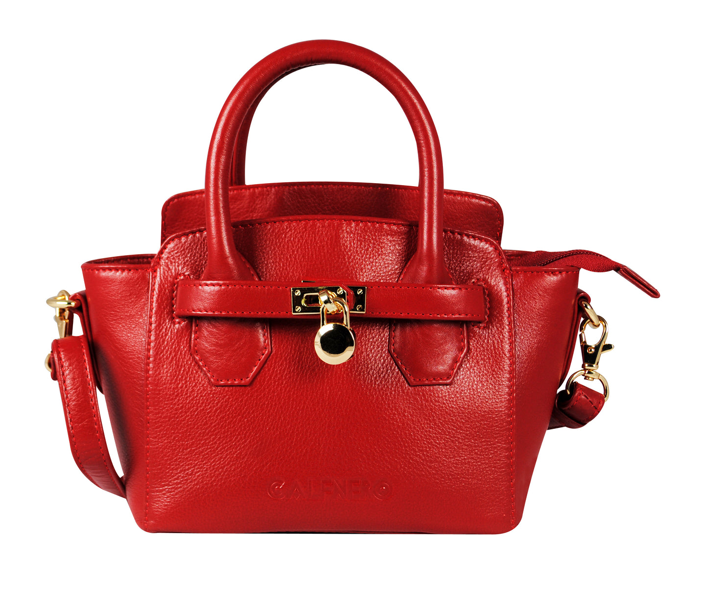 Calfnero Women's Genuine Leather Hand Bag (71330-Red)