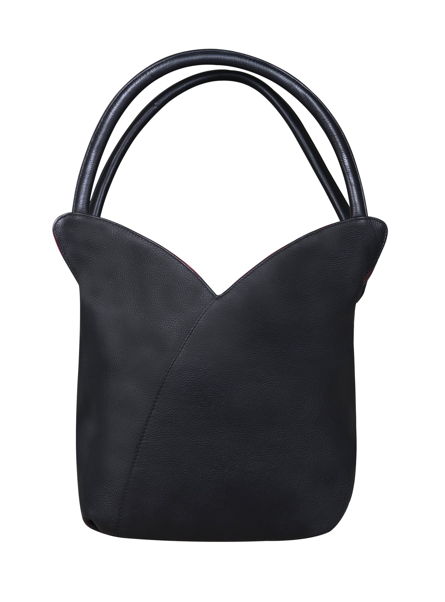 Calfnero Women's Genuine Leather Shoulder Bag (71370-Black-Red)