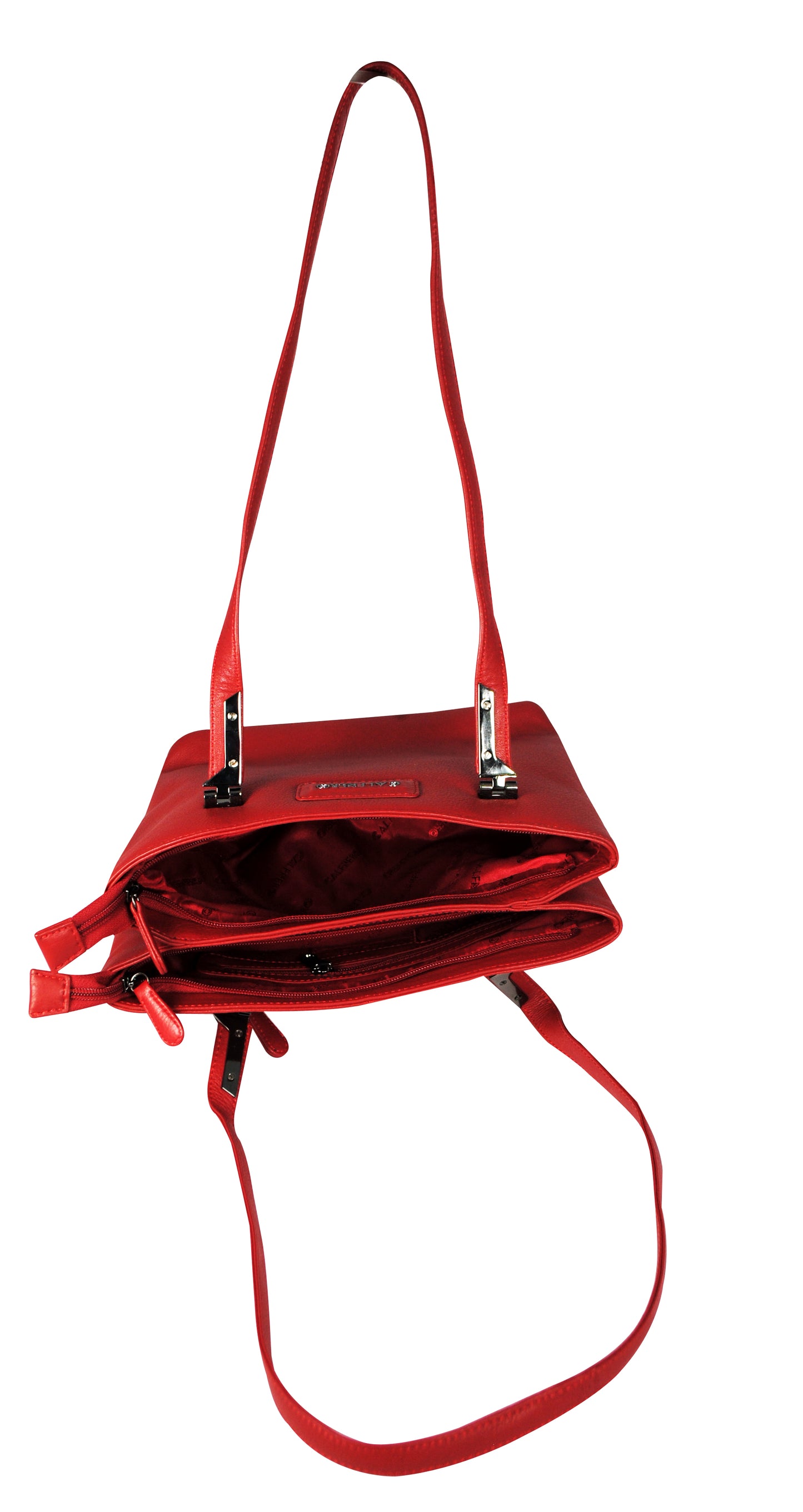 Calfnero Women's Genuine Leather Shoulder Bag (713929-Red)