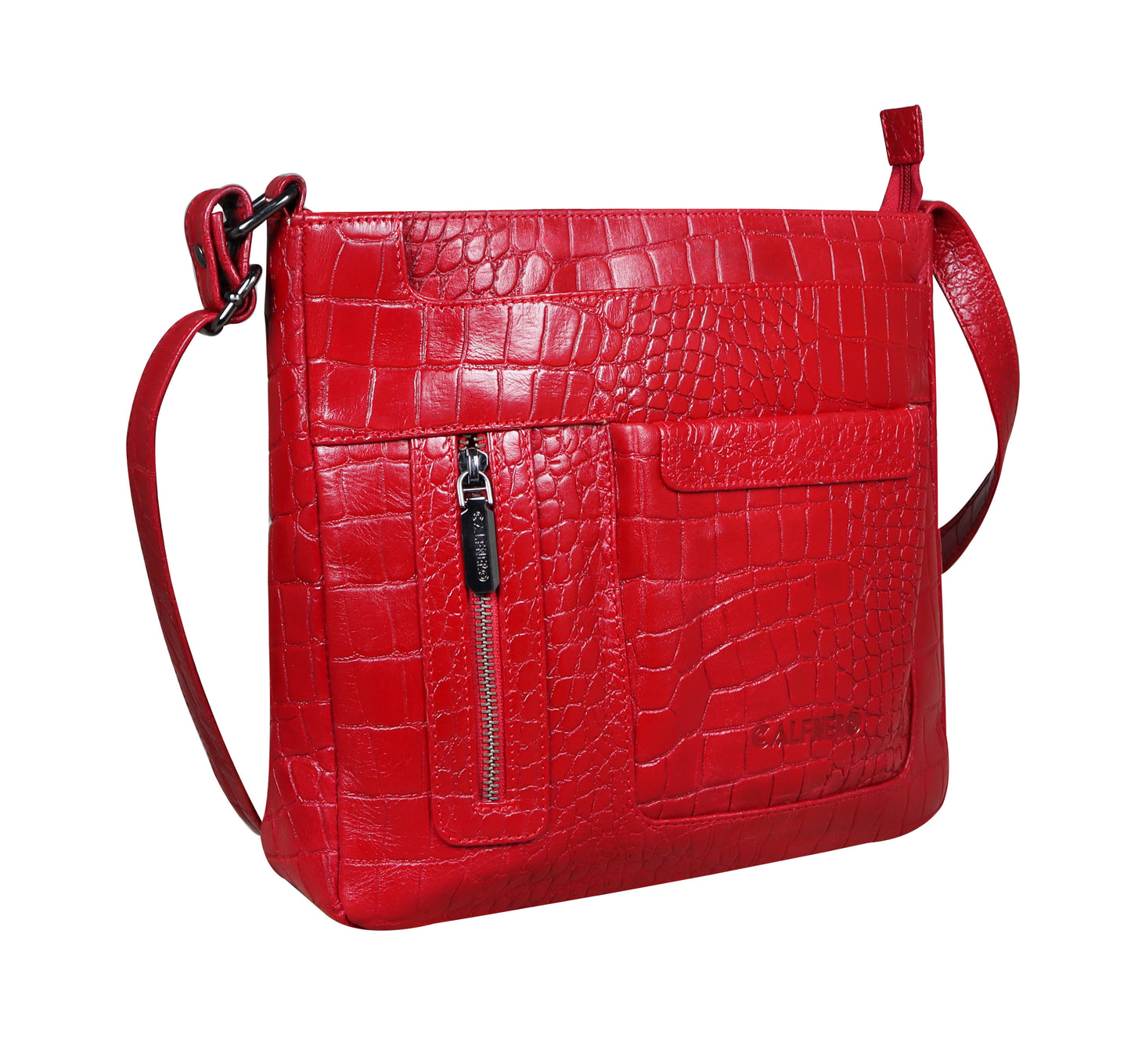 Calfnero Genuine Leather Women's Sling Bag (71686A-Red-Coco)