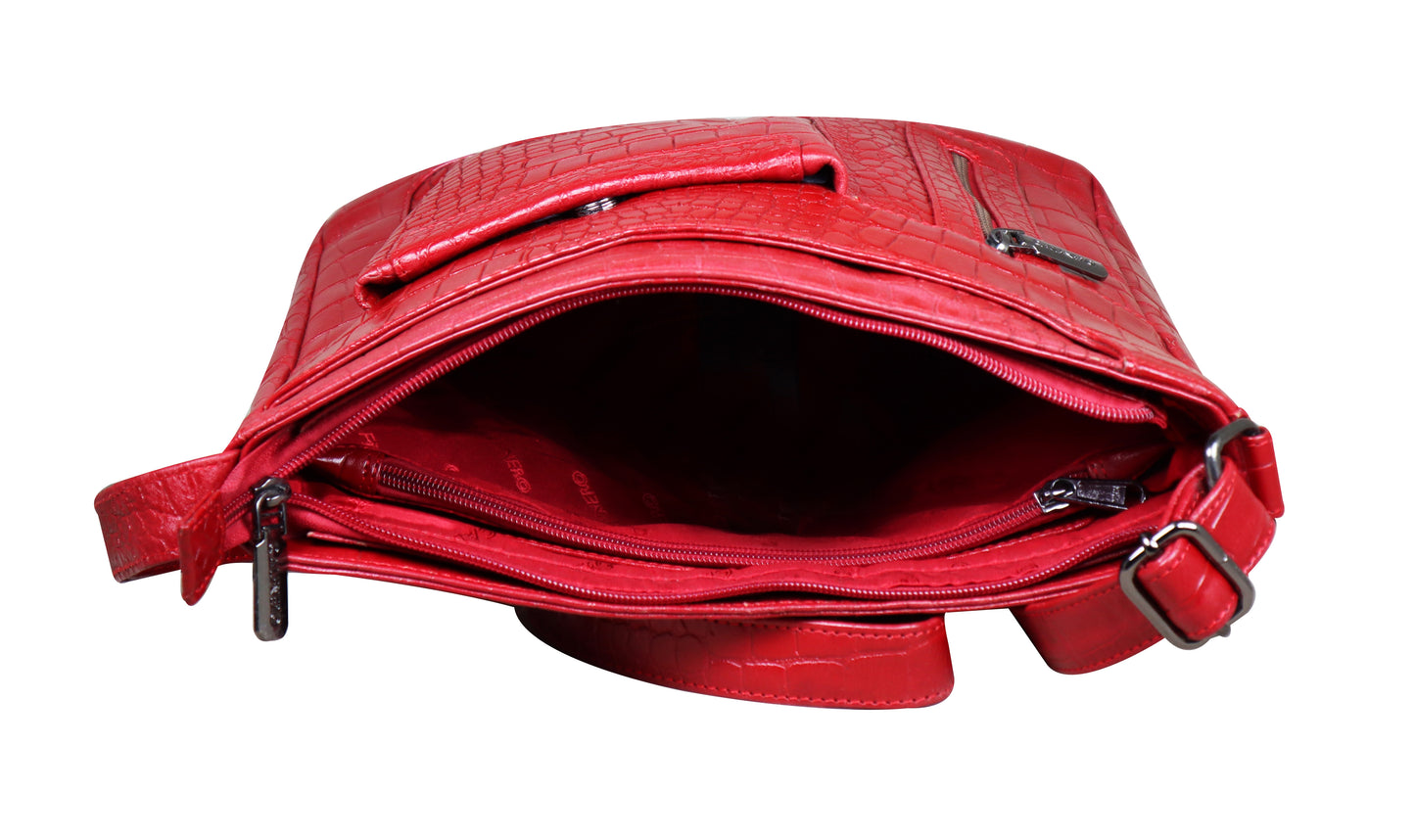 Calfnero Genuine Leather Women's Sling Bag (71686A-Red-Coco)