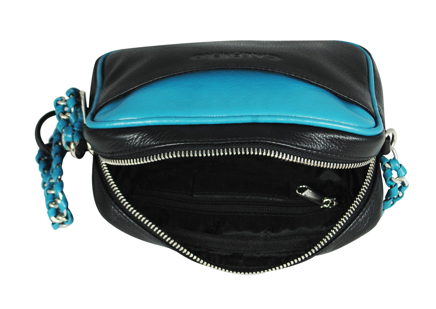 Calfnero Genuine Leather Women's Sling Bag (727485-Black-Blue)