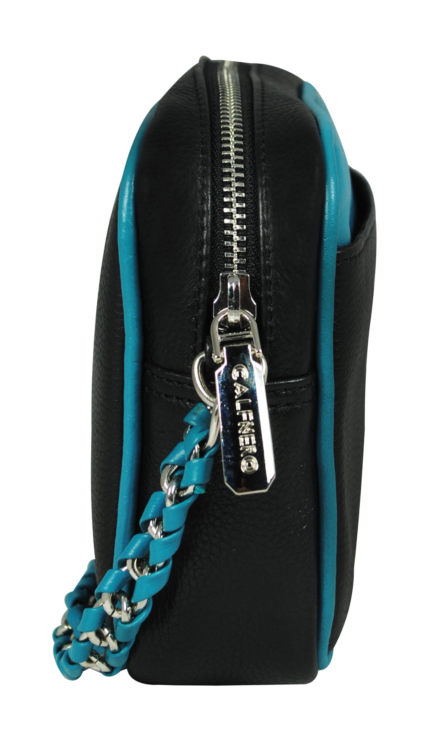 Calfnero Genuine Leather Women's Sling Bag (727485-Black-Blue)