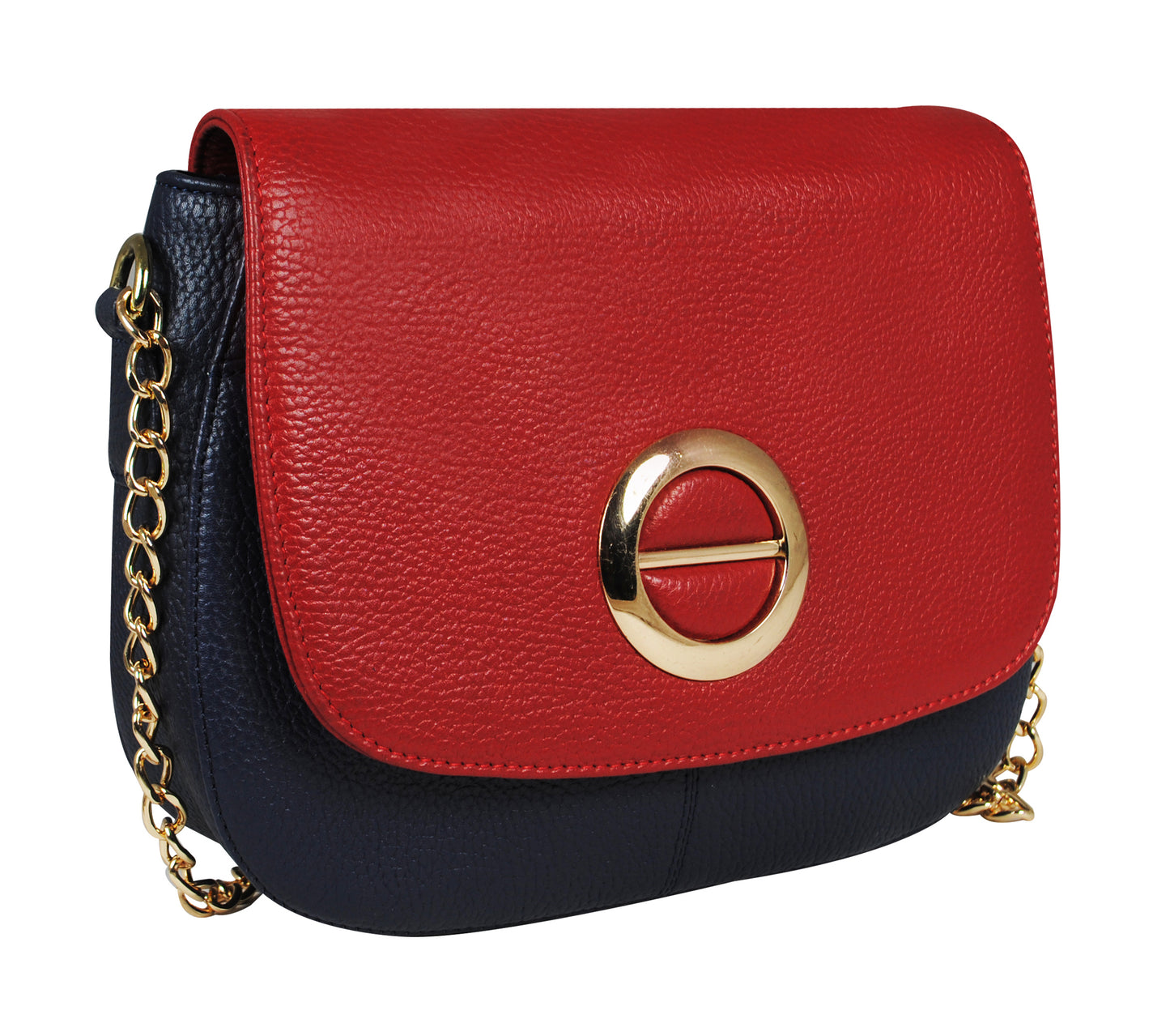 Calfnero Genuine Leather Women's Sling Bag (727487-Blue-Red)