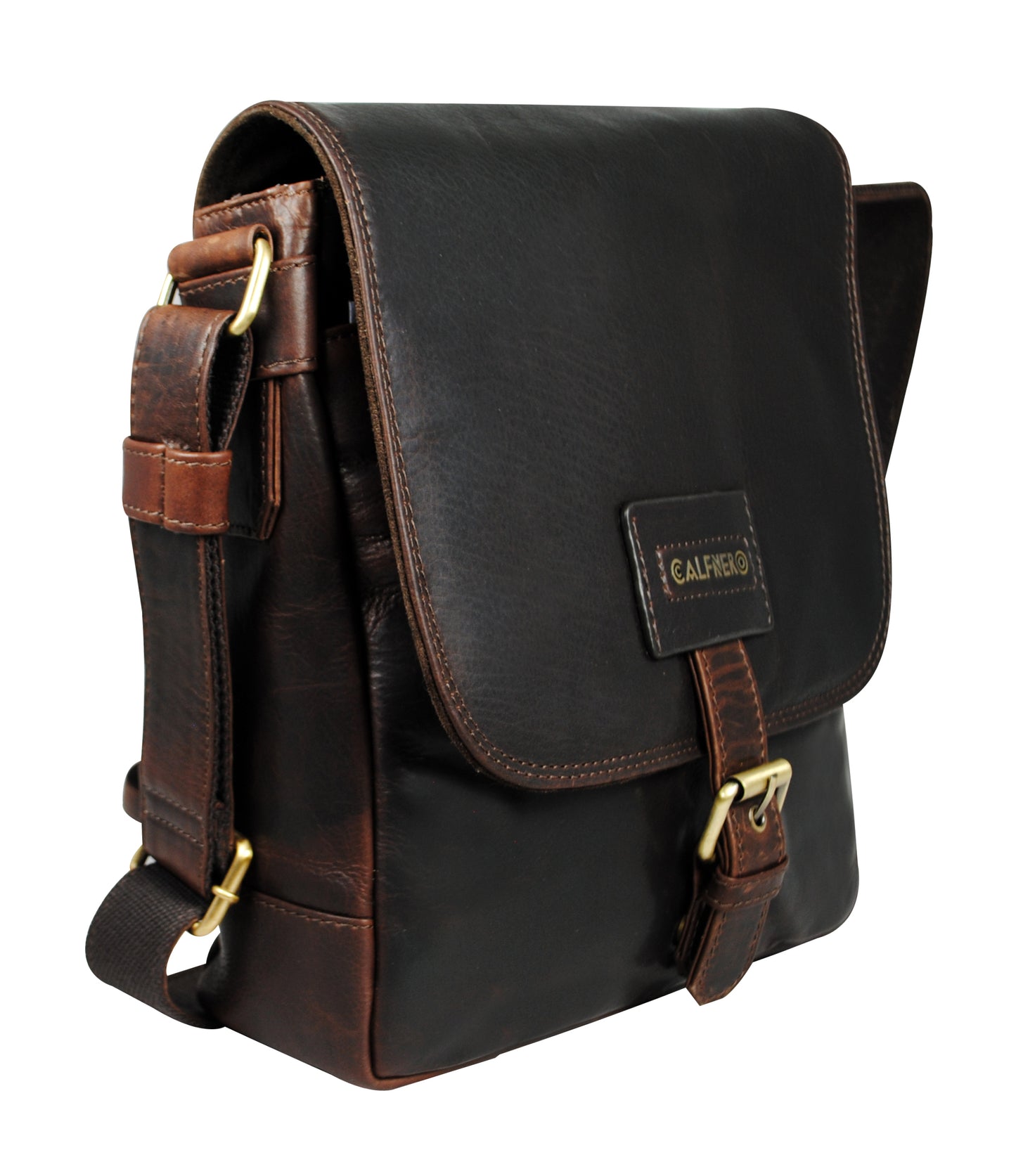 Calfnero Genuine Leather Men's Cross Body Bag (804-Brown)