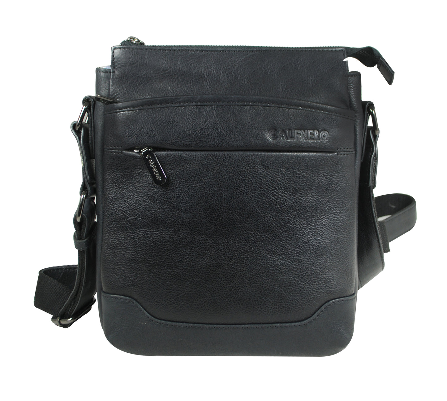 Calfnero Genuine Leather Men's Cross Body Bag (805-Black)