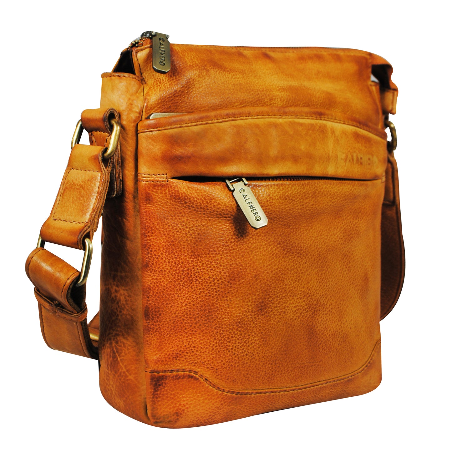 Calfnero Genuine Leather Men's Cross Body Bag (805-Camel)