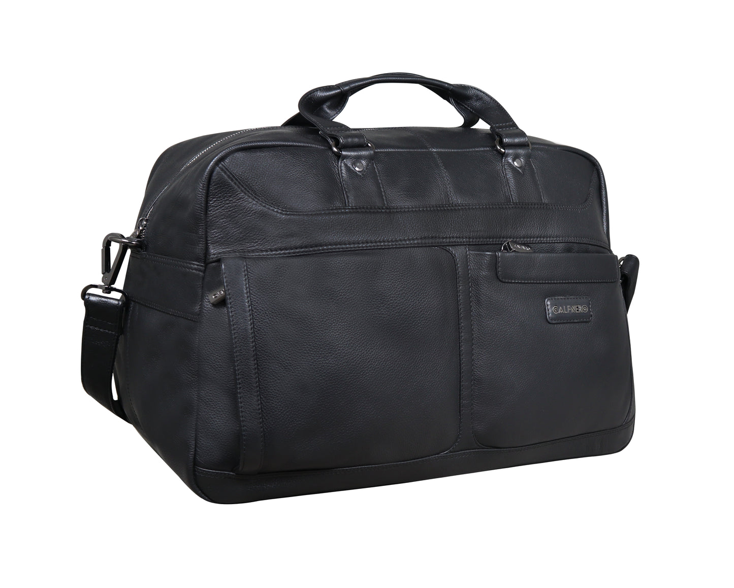 Calfnero Genuine Leather Travel Duffel Bag (8097-Black)