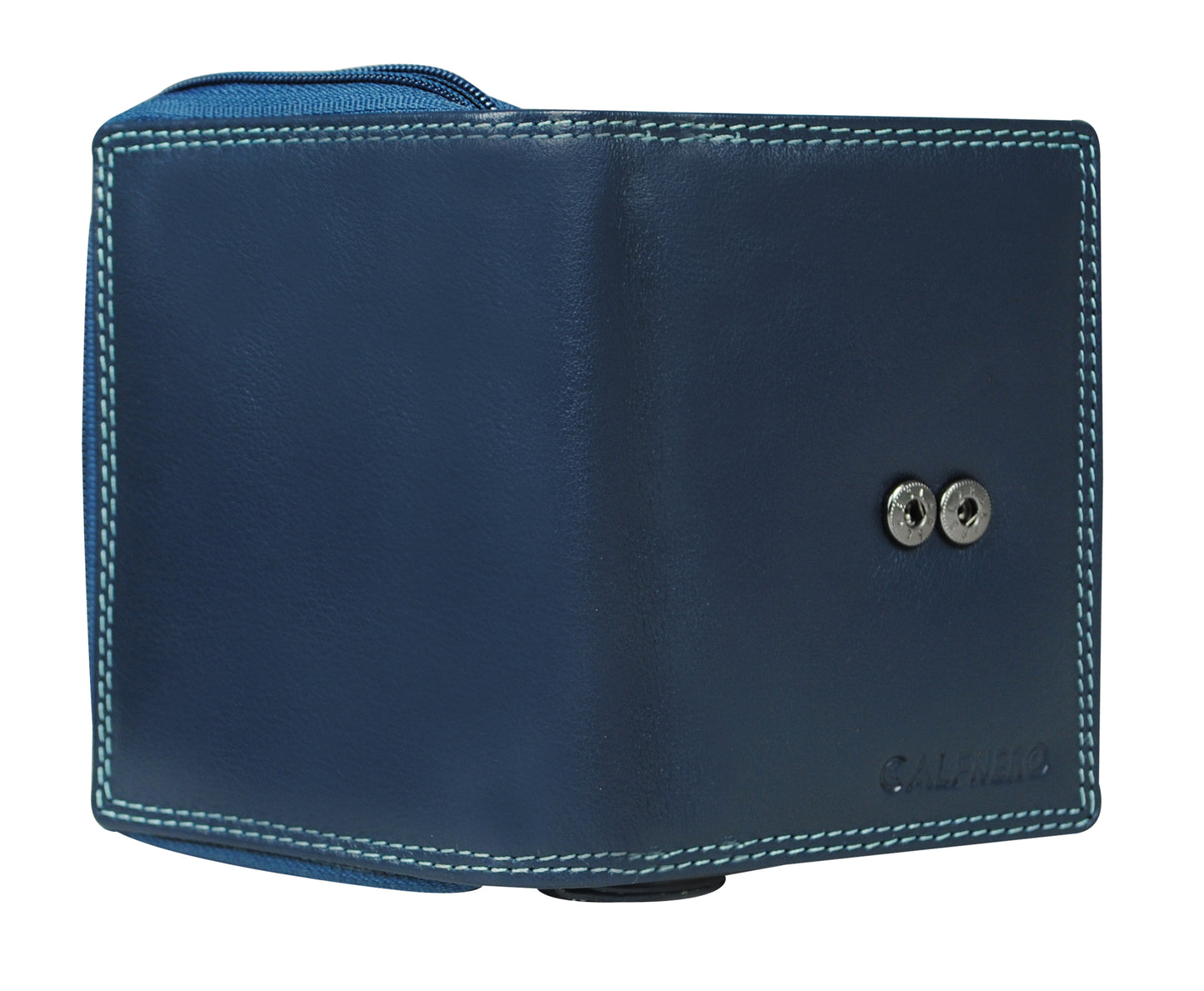 Calfnero Genuine Leather Women's Wallet (AK-181-Blue-Multi)