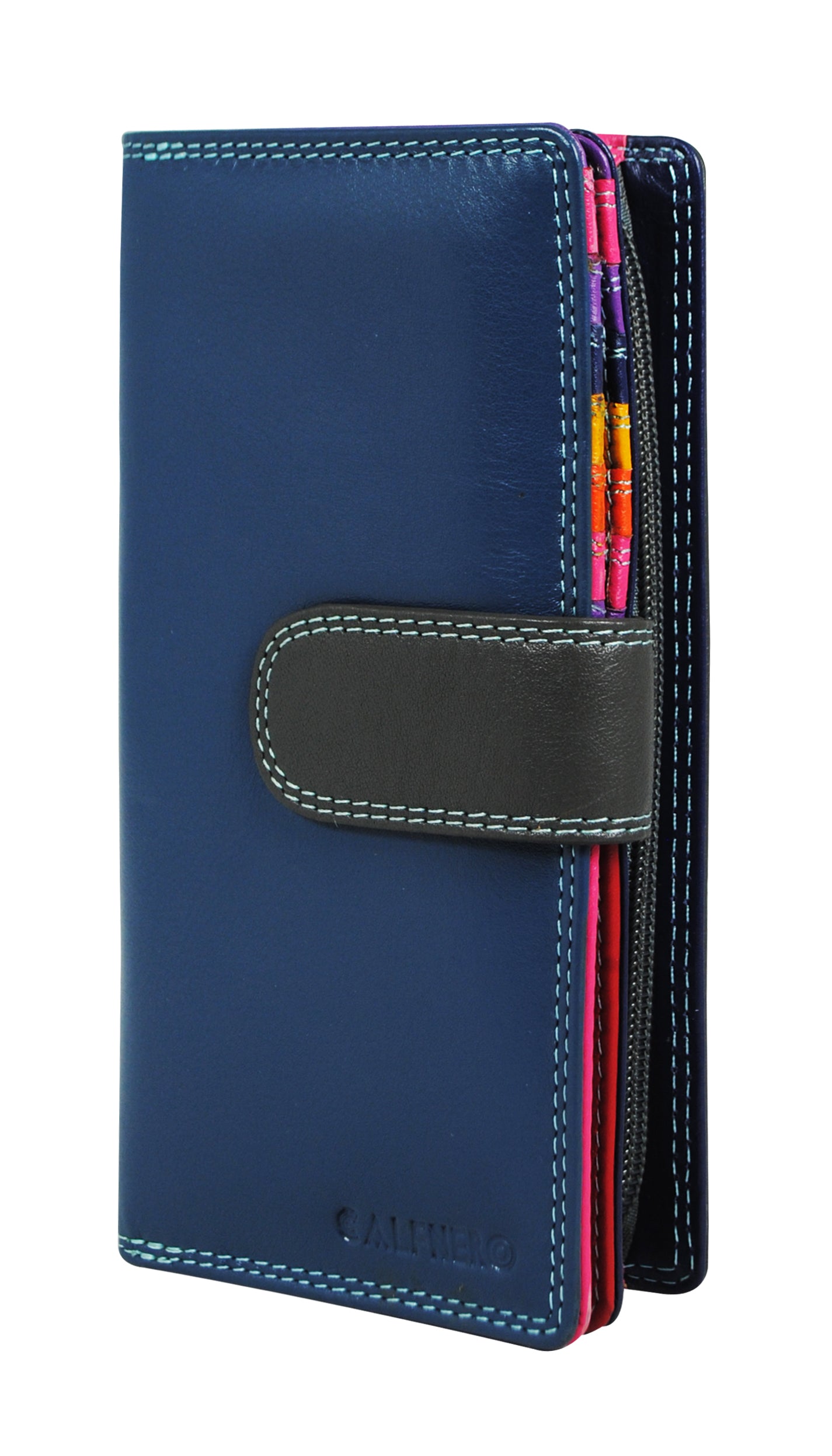 Calfnero Genuine Leather Women's Wallet (6082-Blue-Multi)