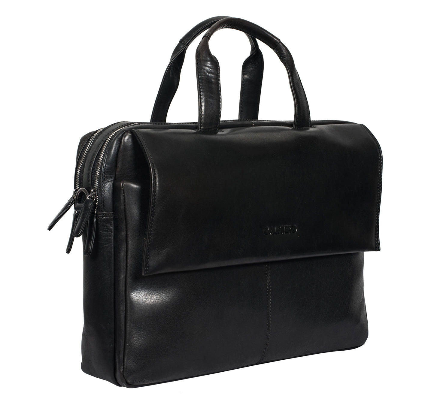 Calfnero Genuine Leather Men's Messenger Bag (B-04-Black)