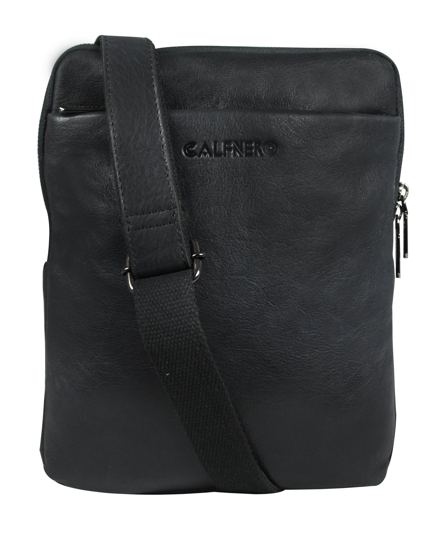 Calfnero Genuine Leather Men's Cross Body Bag (B-402555-Black)