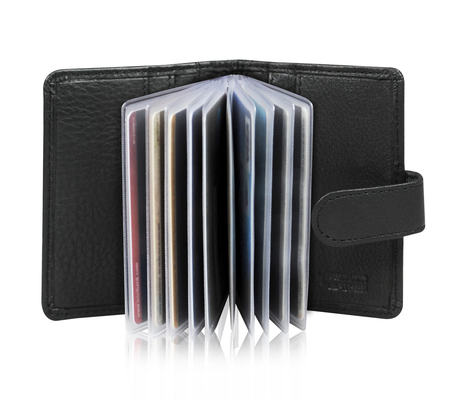 Calfnero Genuine Leather Card Case wallet (602-BLACK)