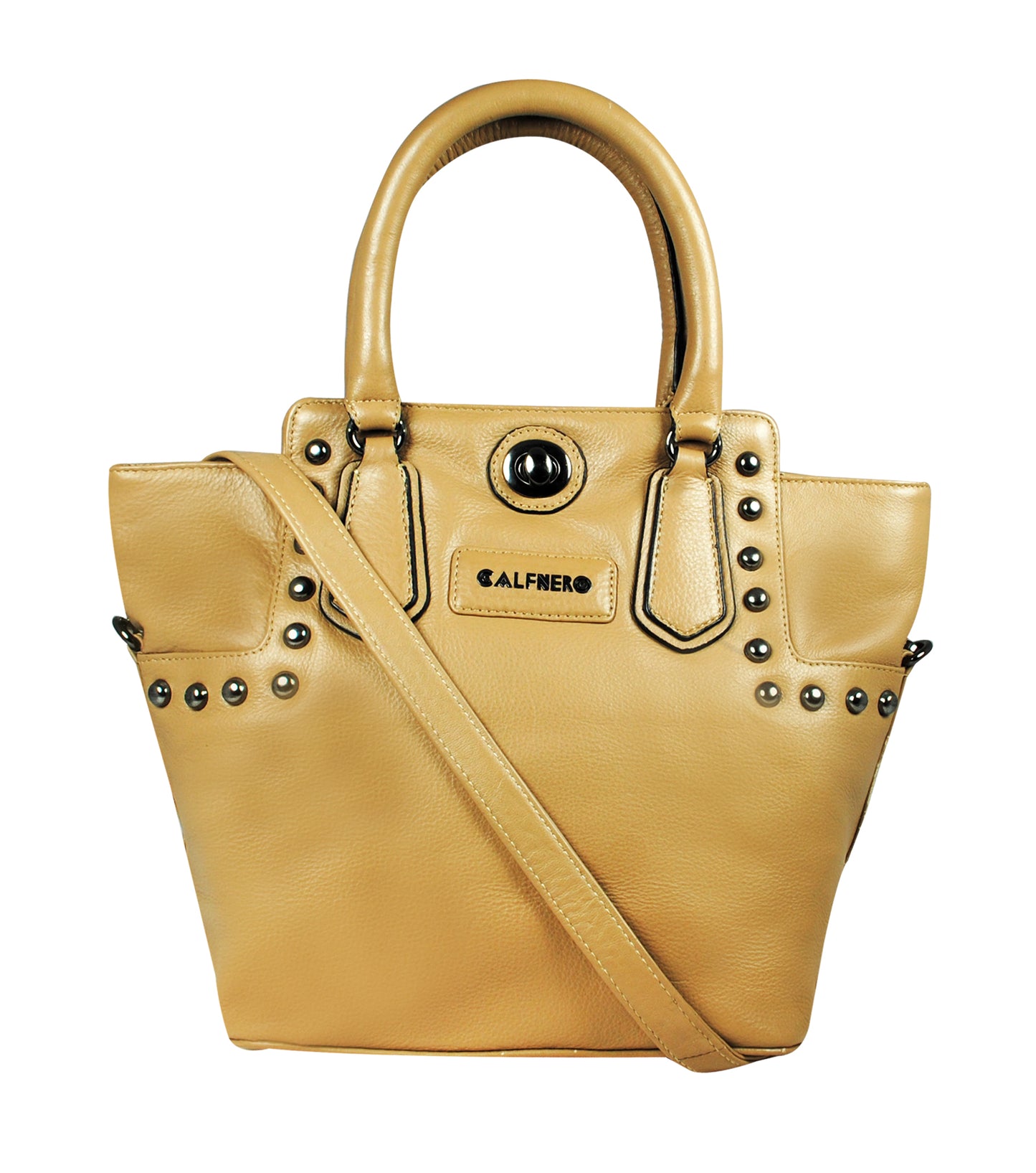 Calfnero Women's Genuine Leather Hand Bag (CON-1-Beige)