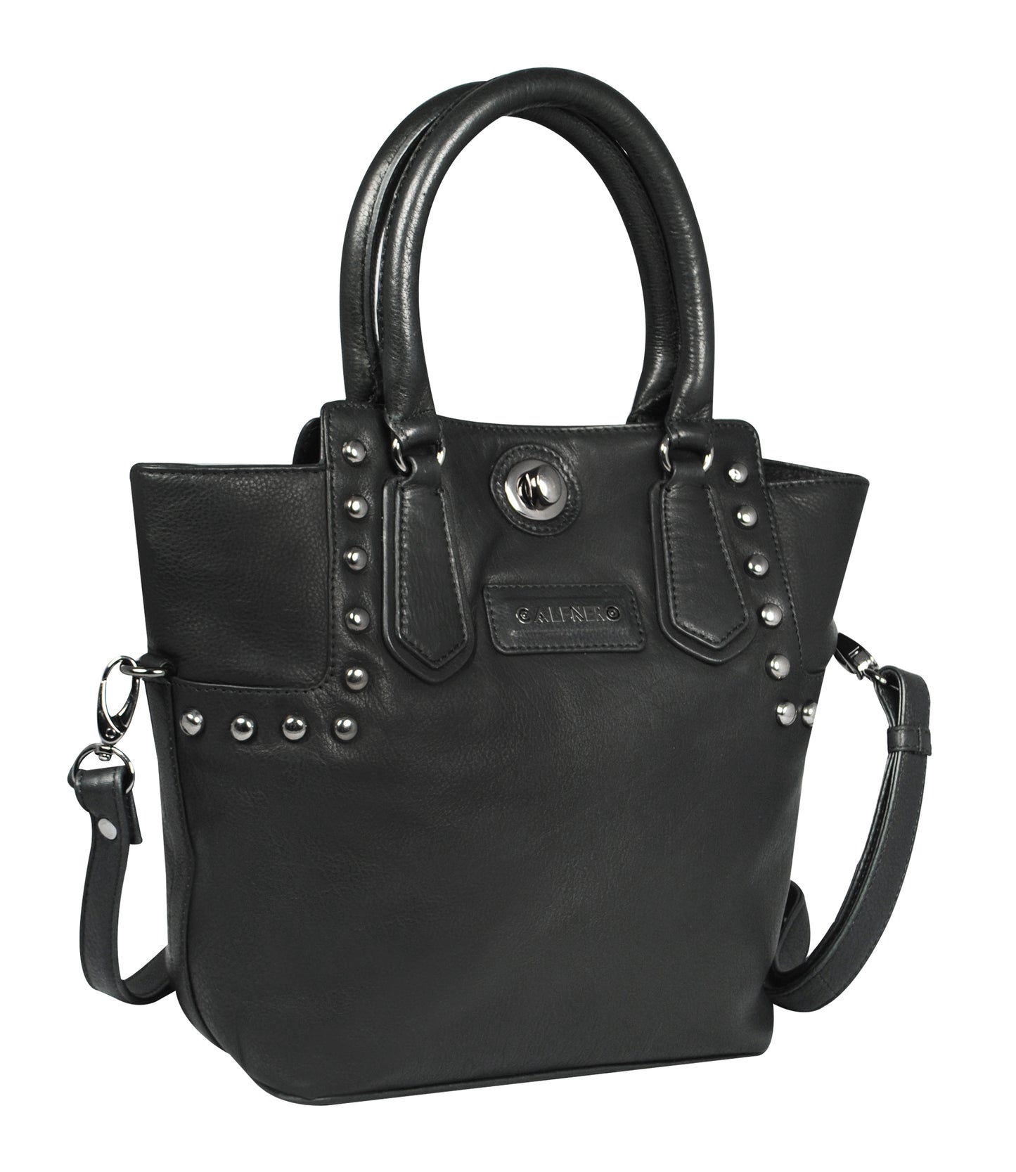 Calfnero Women's Genuine Leather Hand Bag (CON-1-Black)