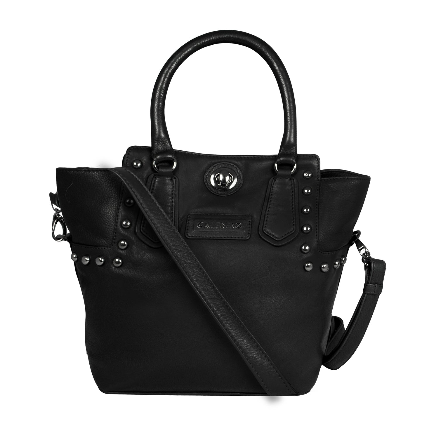 Calfnero Women's Genuine Leather Hand Bag (CON-1-Black)