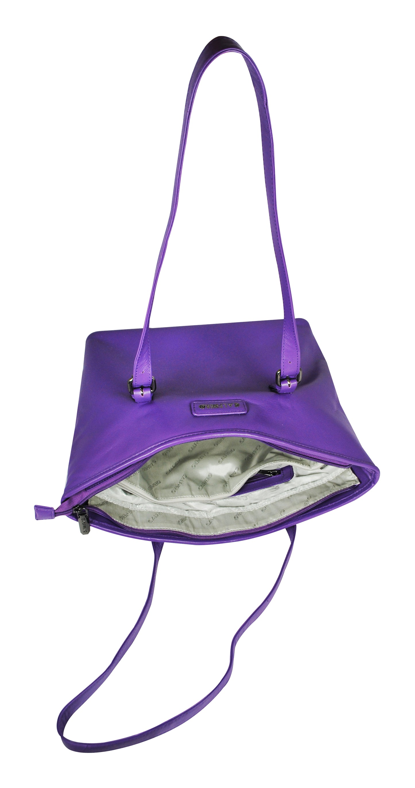 Calfnero Women's Genuine Leather Shoulder Bag (CON-3-Violet-Brinjal)