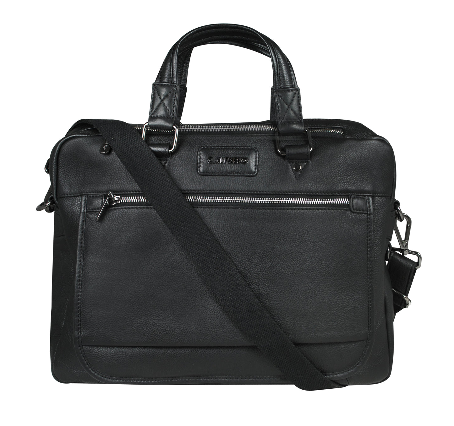 Calfnero Genuine Leather Men's Messenger Bag (DK-10-Black)