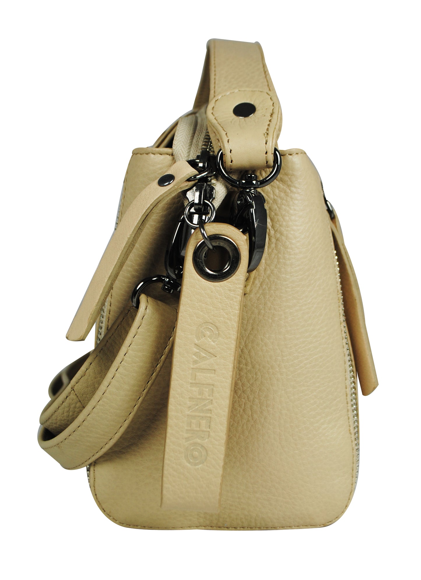 Calfnero Women's Genuine Leather Hand Bag (3044-Beige)