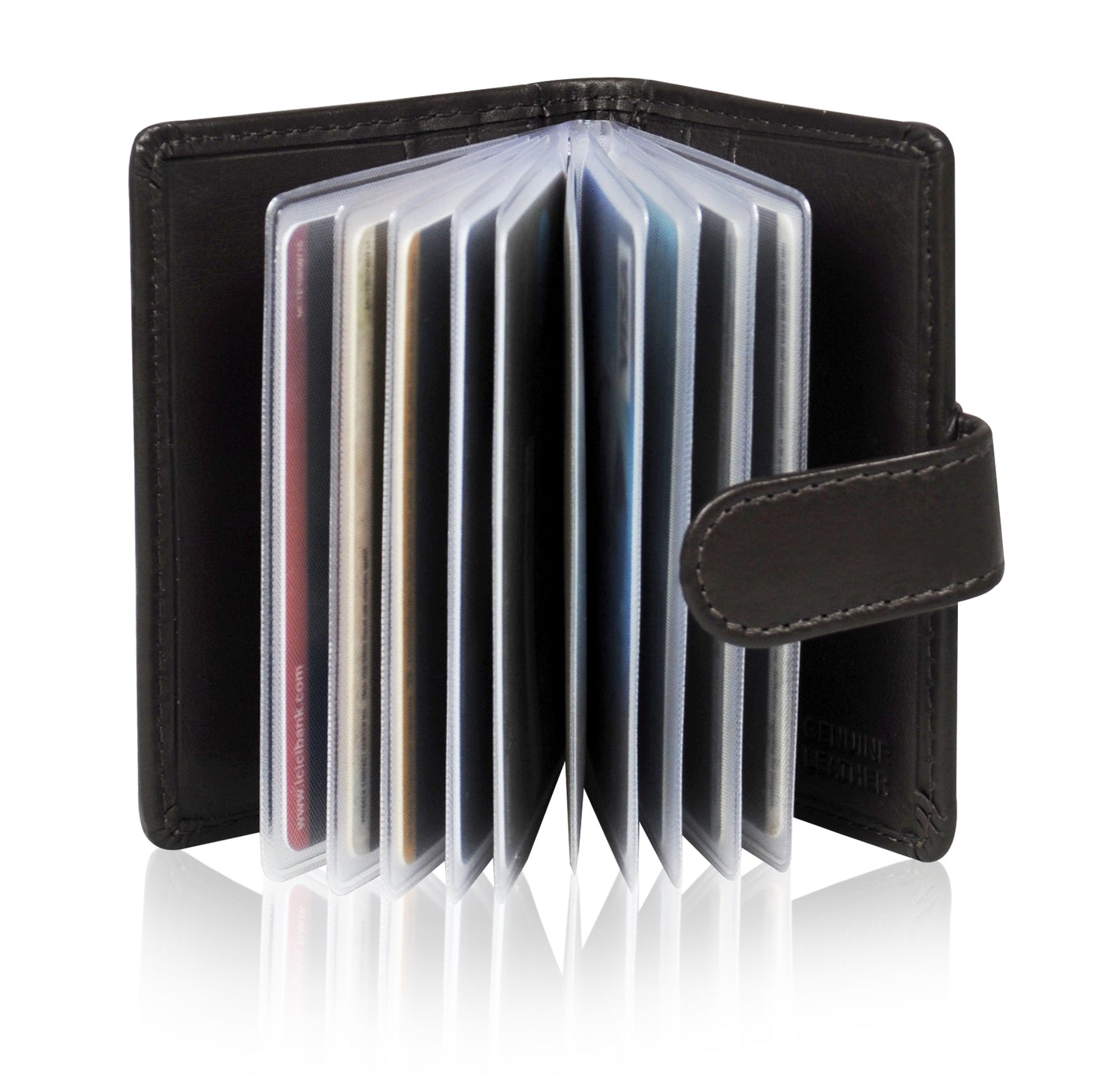 Calfnero Genuine Leather Card Case wallet (602-Dark-Brown)