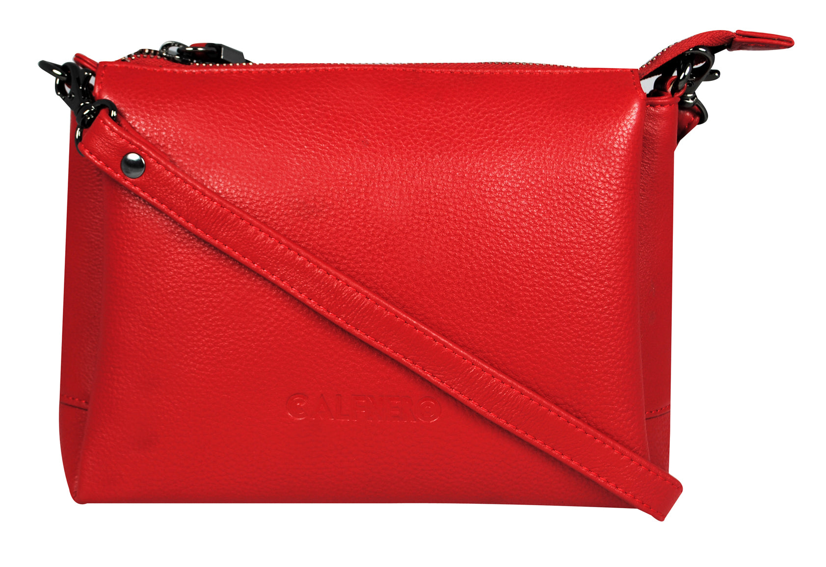 Red leather sale sling bag