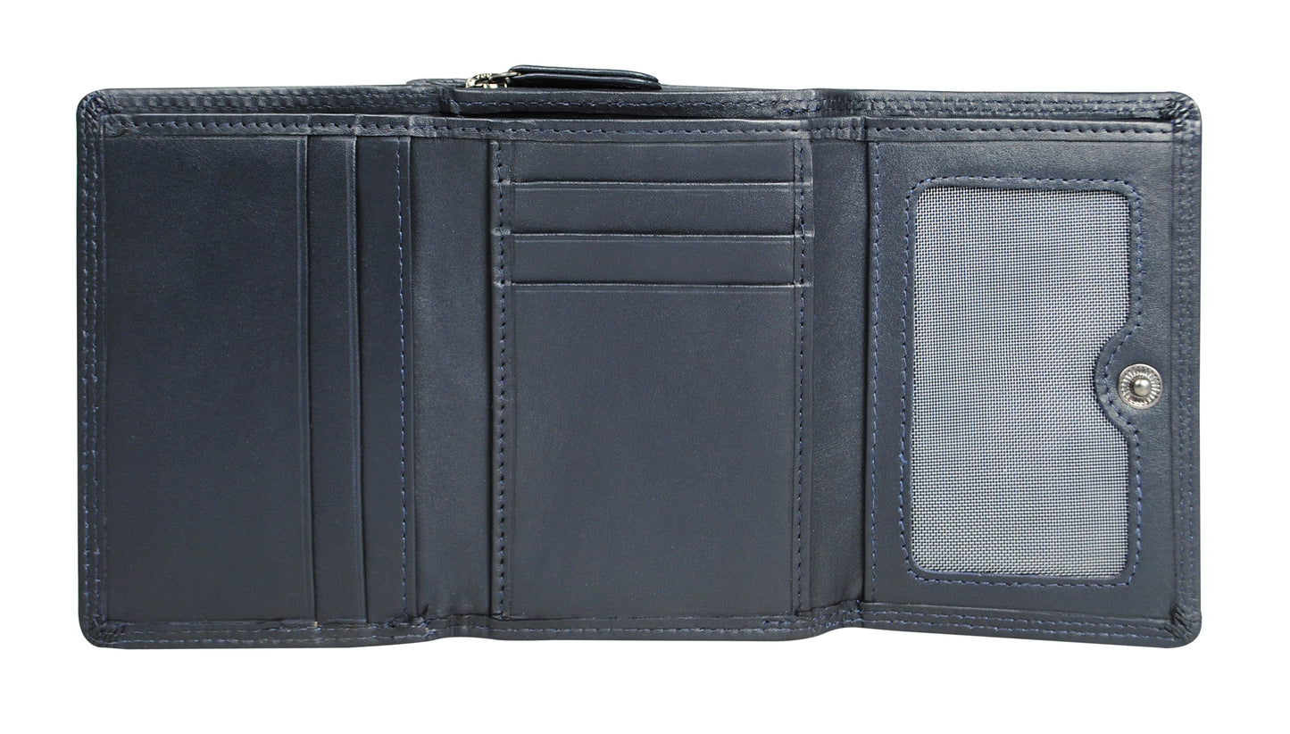 Calfnero Genuine Leather Women's Wallet (L-02-Navy)