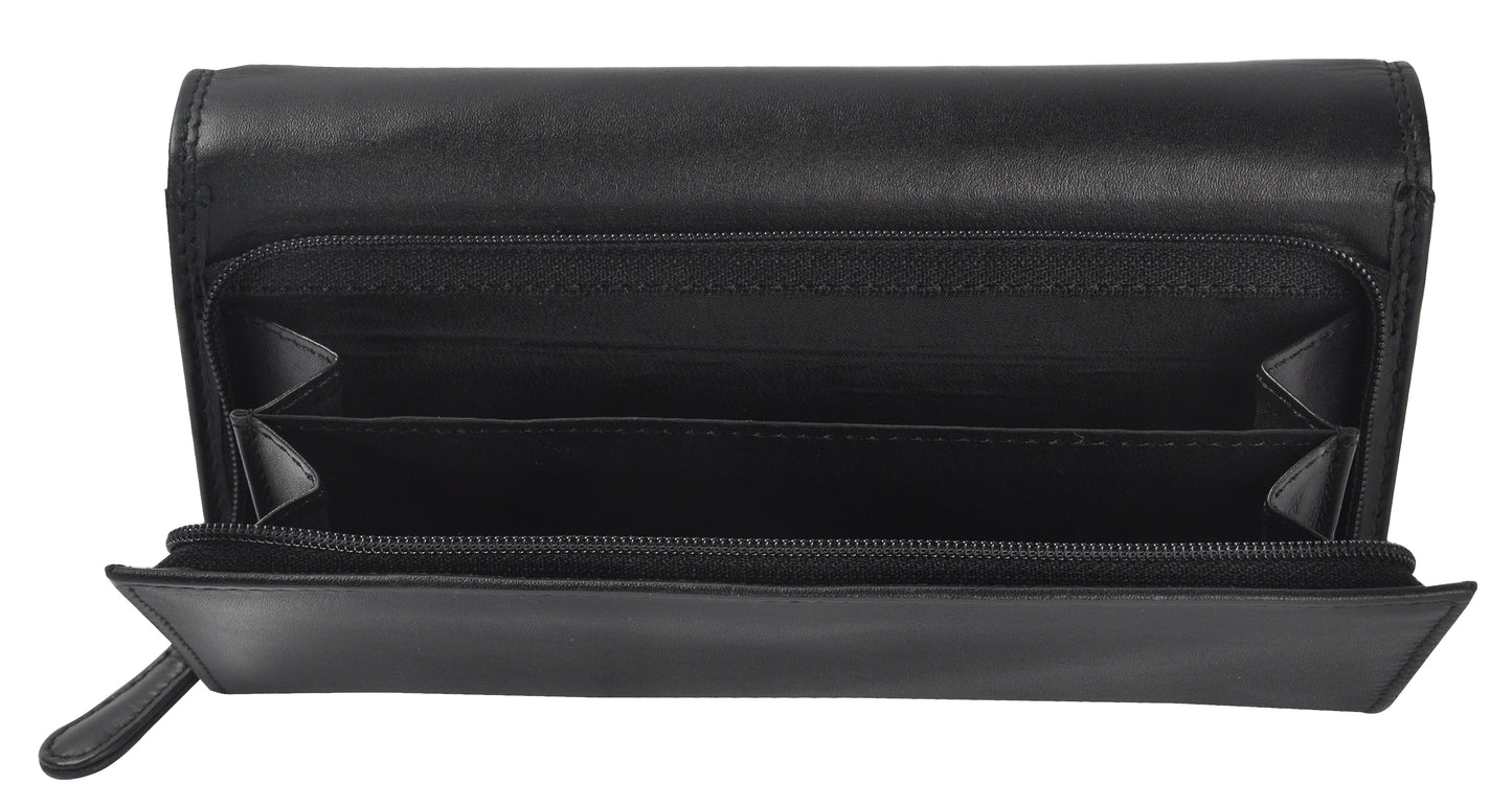 Calfnero Genuine Leather Women's Wallet (L-03-Black)