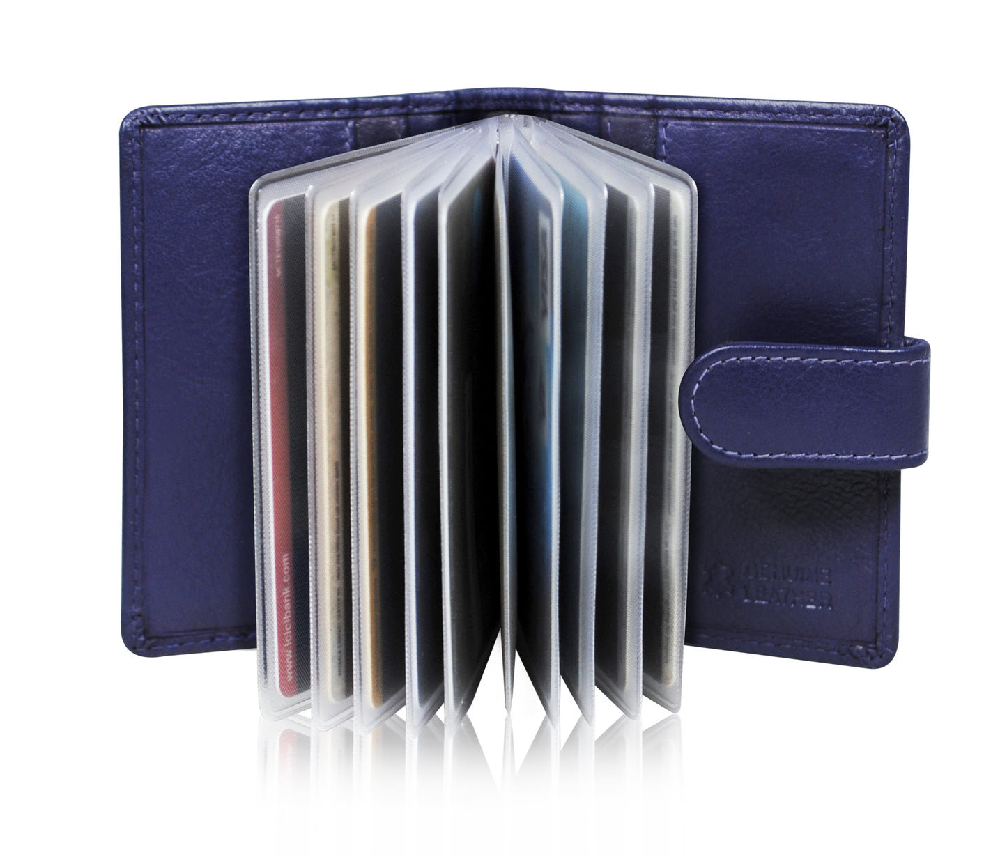 Calfnero Genuine Leather Card Case wallet (602-Purple)