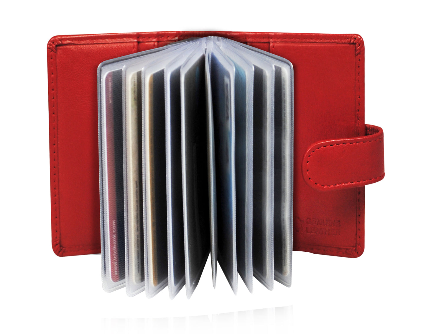 Calfnero Genuine Leather Card Case wallet (602-Red)