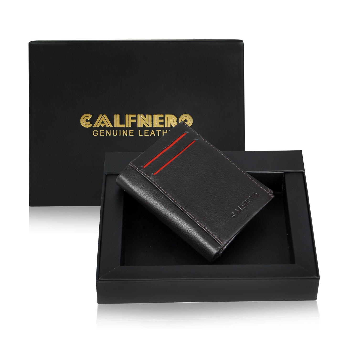 Calfnero Men's Genuine Leather Card Case wallet (S-30-Black)