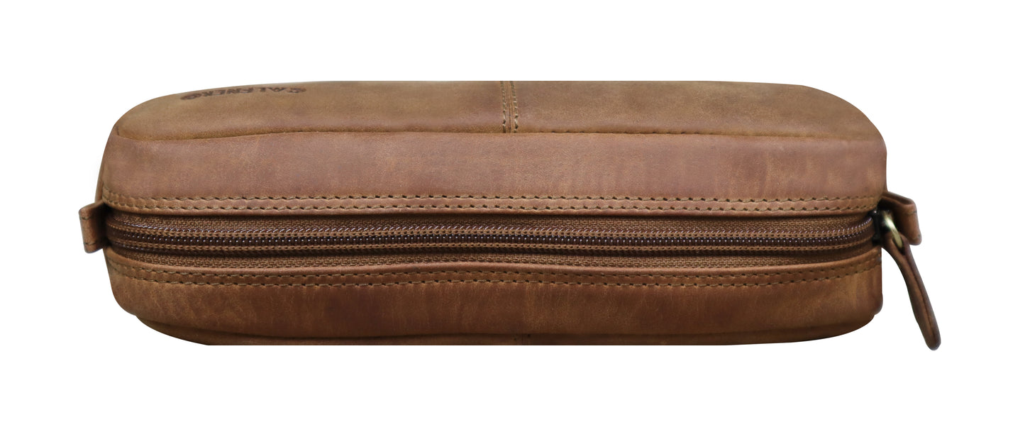 Calfnero Genuine Leather Toiletry Bag Shaving Kit Bag (S-645-Hunter)