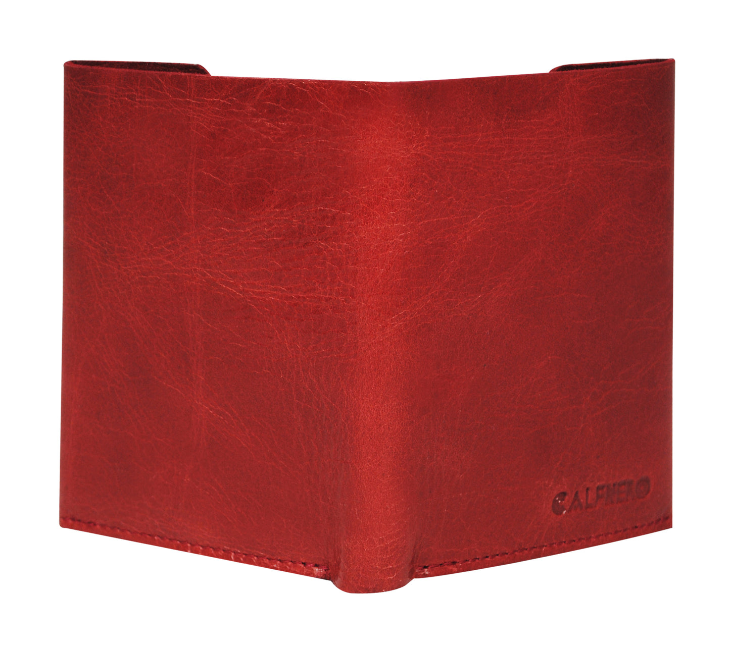 Calfnero Genuine Leather Raw Edge Men's Wallet (T-325-Red)