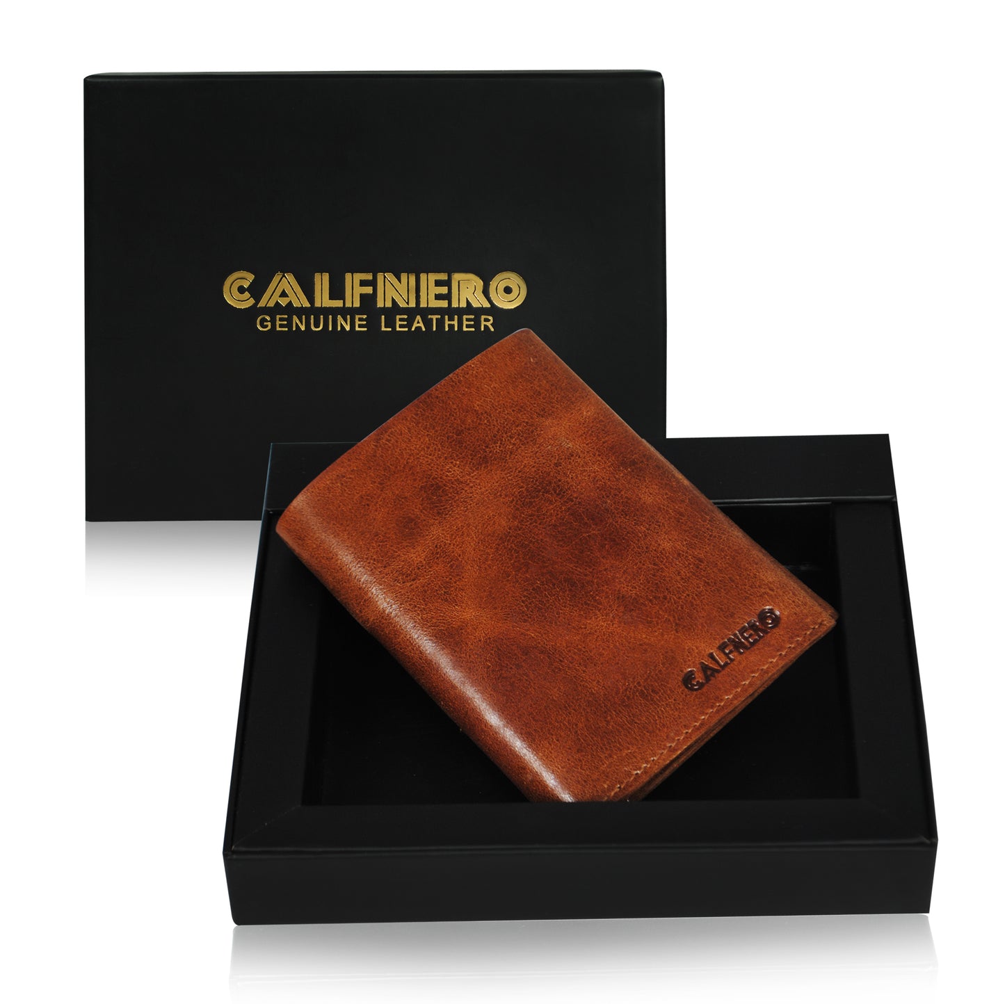 Calfnero Genuine Leather Raw Edge Men's Wallet (T-325-Brown)