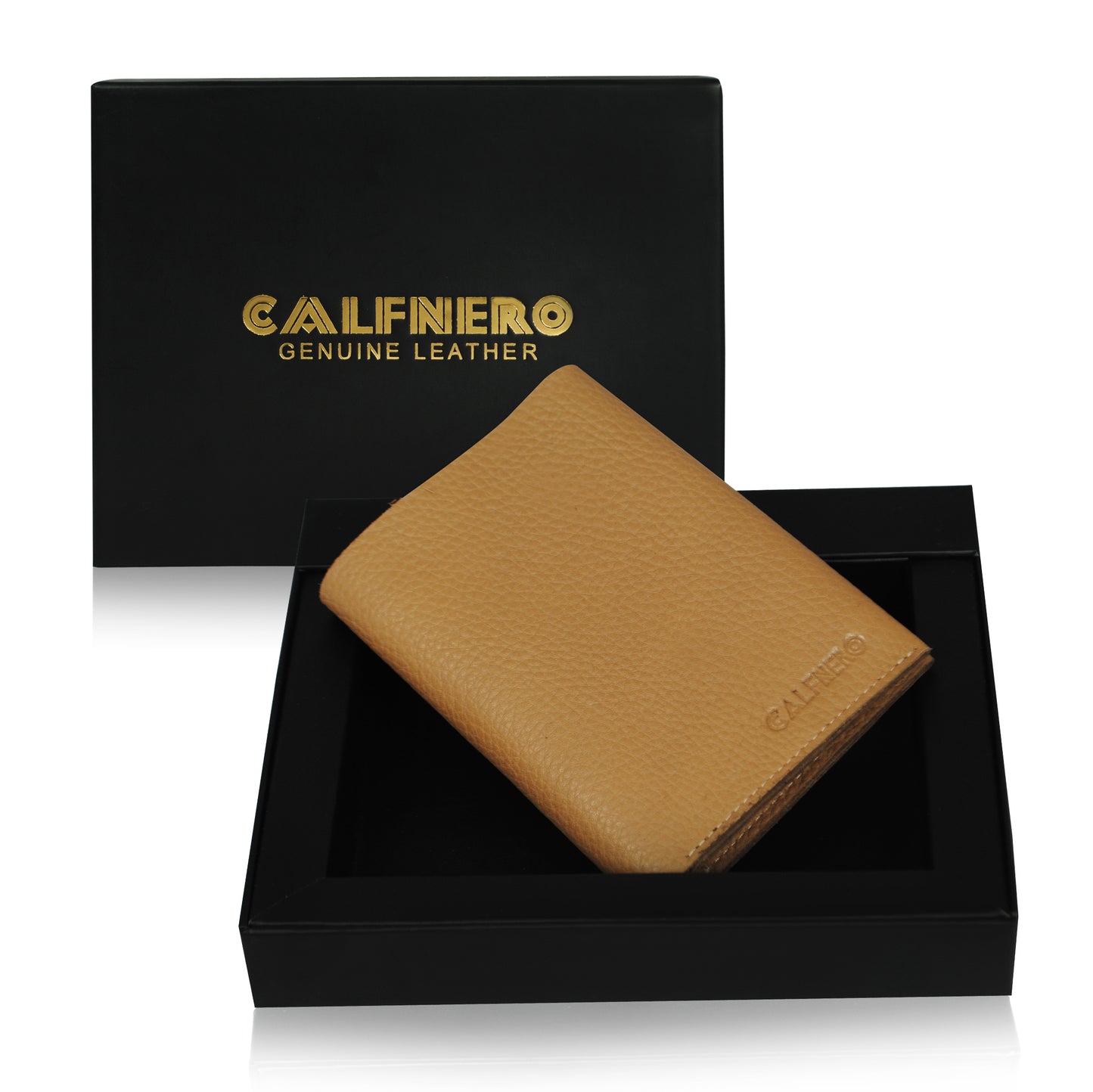 Calfnero Genuine Leather Raw Edge Men's Wallet (T-325-Camel)