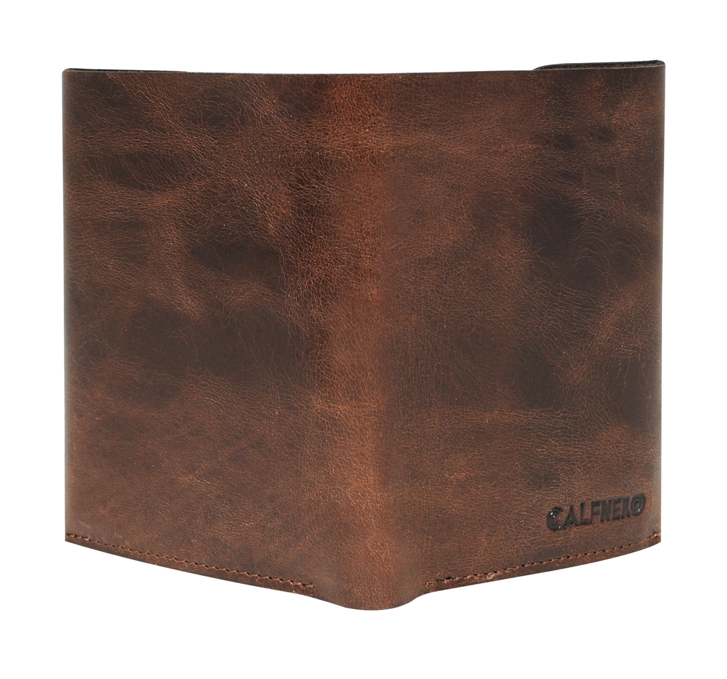 Calfnero Genuine Leather Raw Edge Men's Wallet (T-325-Dark-Brown)