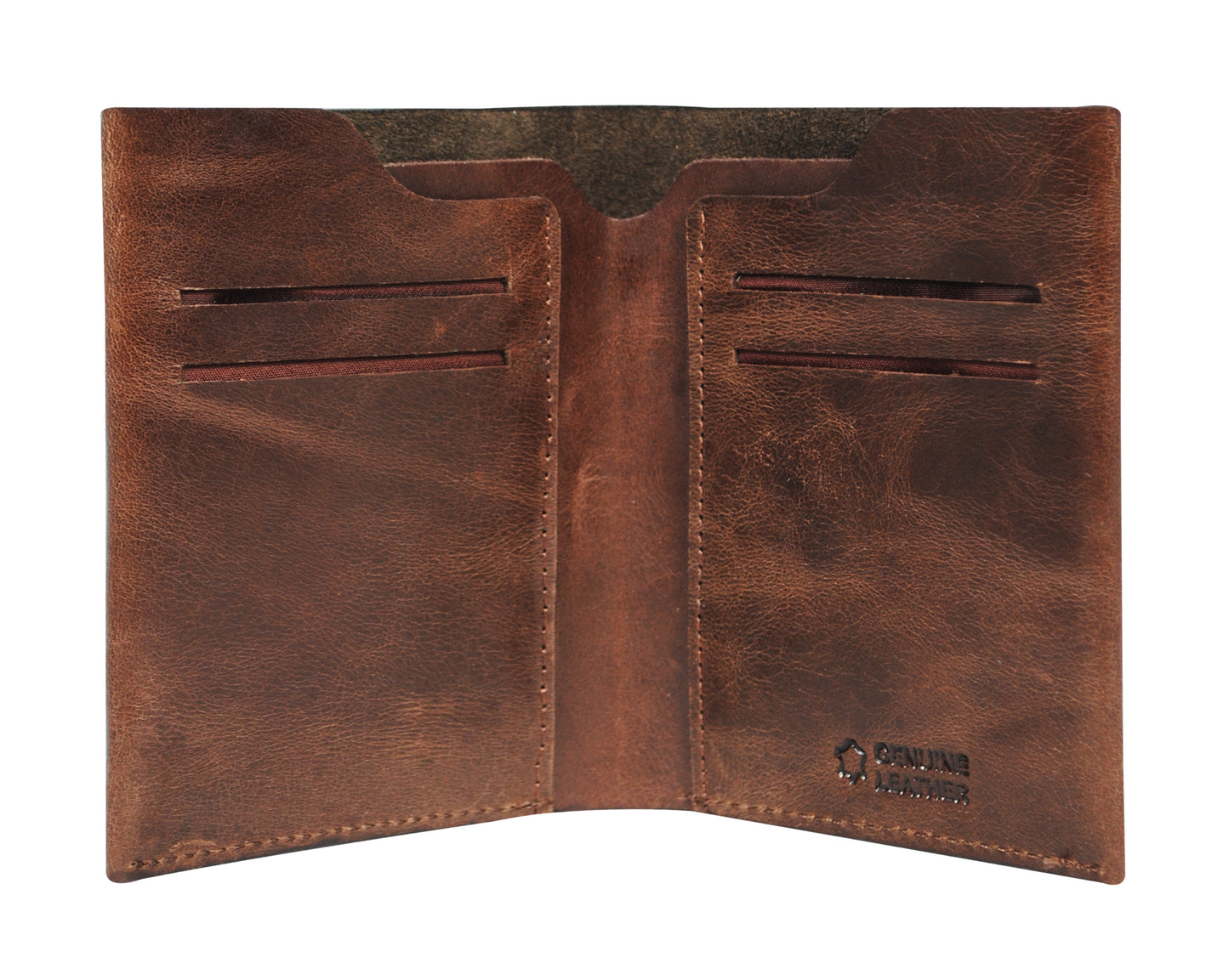 Calfnero Genuine Leather Raw Edge Men's Wallet (T-325-Dark-Brown)