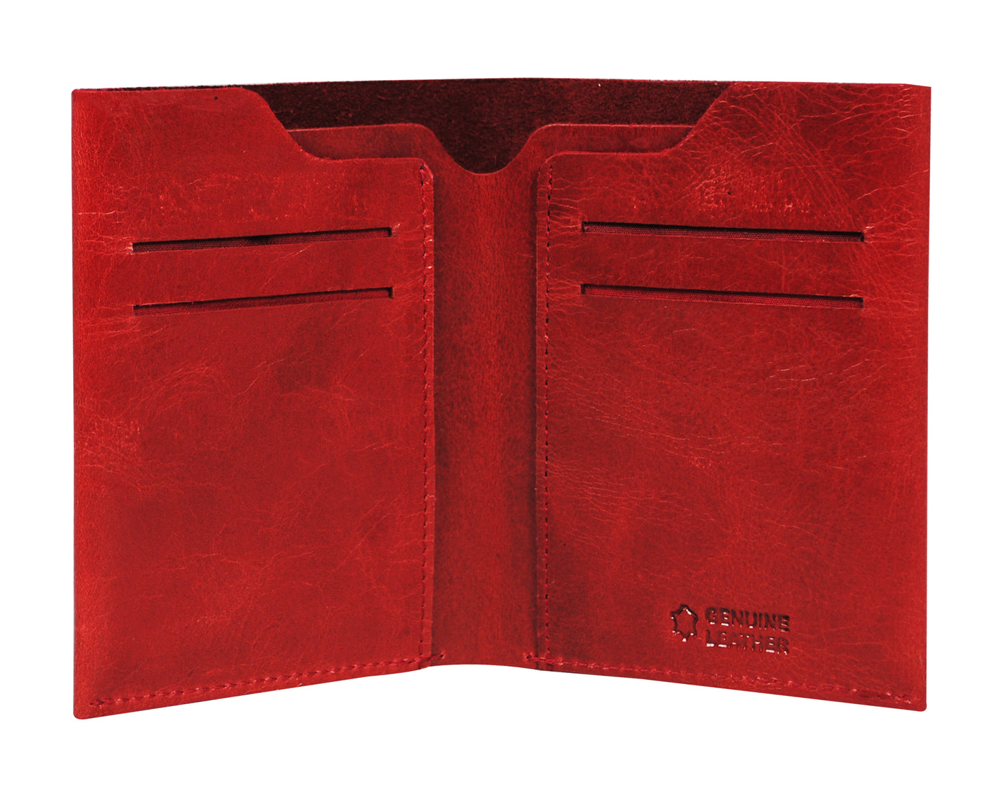 Calfnero Genuine Leather Raw Edge Men's Wallet (T-325-Red)